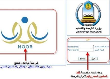 رابط نظام نور لنتائج الطلاب والطالبات بالسعودية للفصل الدراسى الثانى 1435