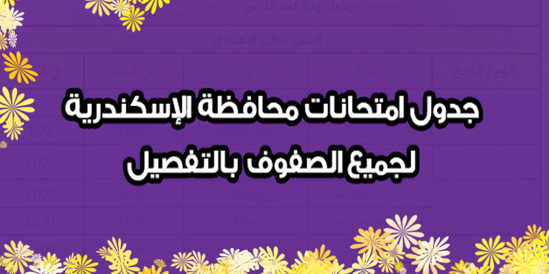 جدول إمتحانات الفصل الدراسي الثاني 2017/ 2018 ” بالأسكندرية للتعليم العام” و “الخاص مهني” جميع الصفوف