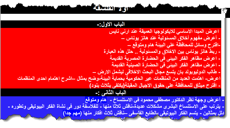 مراجعة نهائية في مادة الفلسفة والمنطق ثانوية عامة 2019