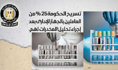 عاجل| أول بيان رسمي للحكومة حول أنباء تسريح 25% من الموظفين العاملين بالدولة بعد إجراء تحليل المخدرات لهم