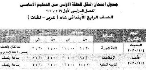 جدول امتحانات الترم الأول 2019-2020 الجيزة.. صور