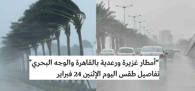 “أمطار غزيرة ورعدية بالقاهرة والوجه البحري” تفاصيل طقس اليوم الإثنين 24 فبراير وتحذر المسؤولين وأماكن تساقط الأمطار