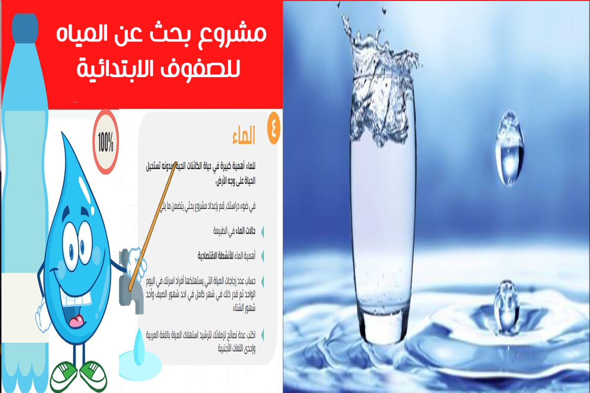 مشروع بحث عن المياه للابتدائي “مقدمة وعناصر ومحتوى” 3 نماذج استرشادية للطلاب