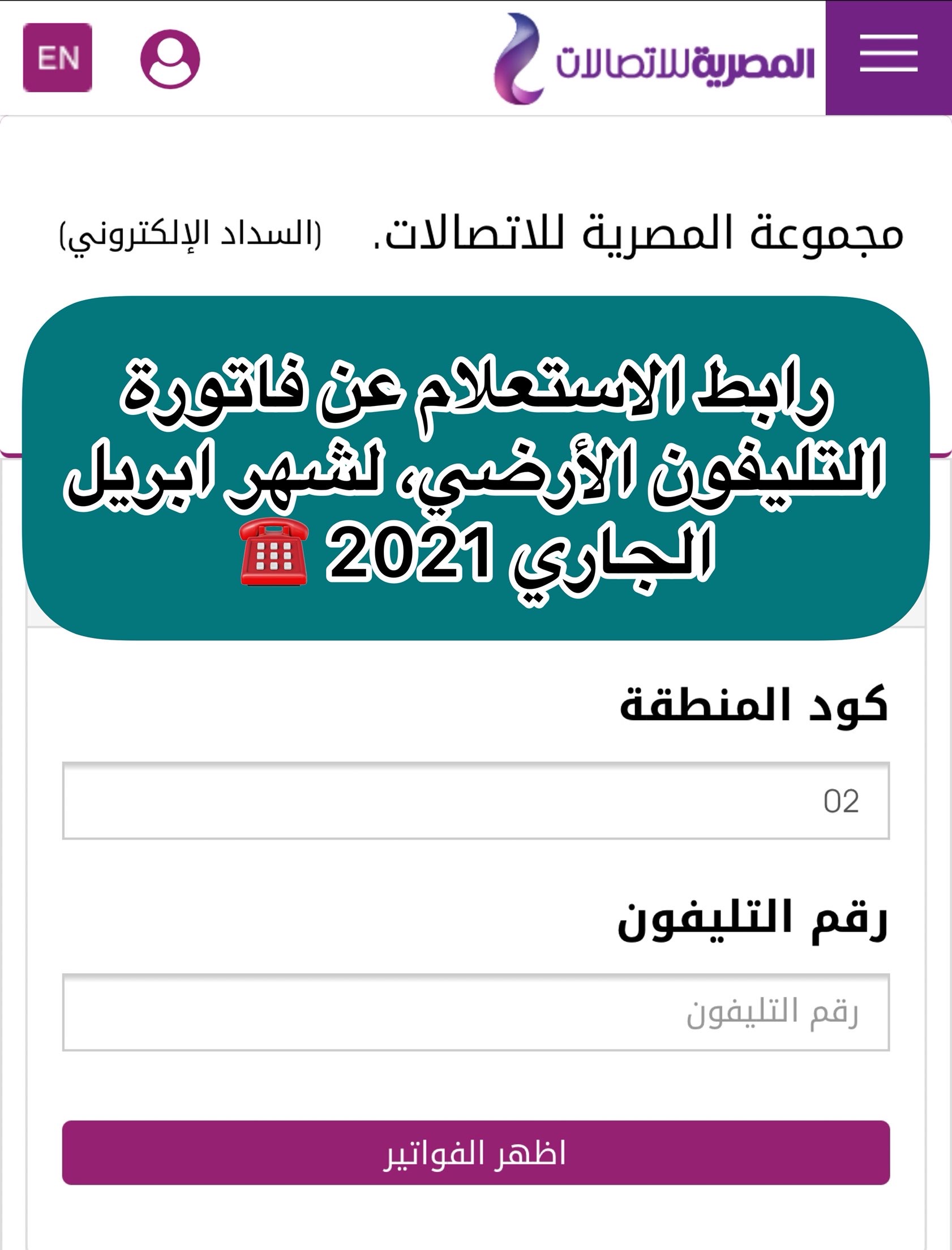 رابط الاستعلام عن فاتورة التليفون الأرضي وطرق الدفع الإليكتروني 2021