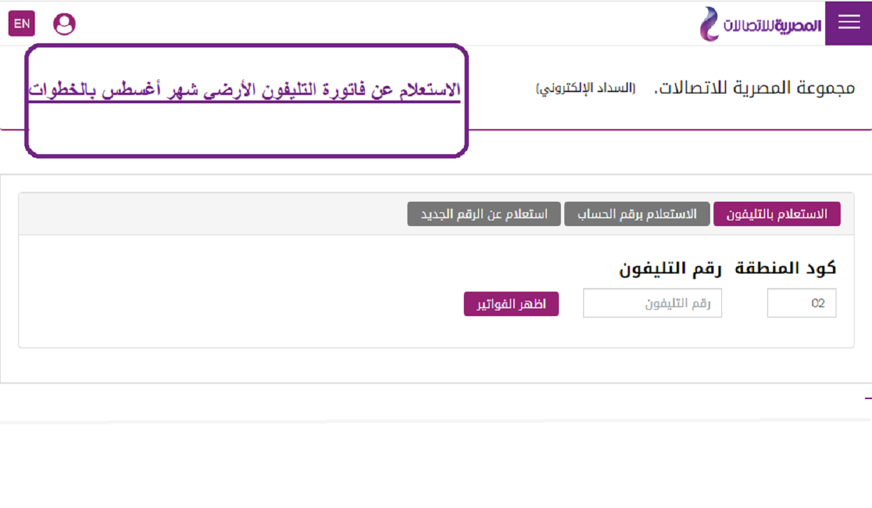 سداد فاتورة التليفون الأرضي لشهر أغسطس 2021 وخطوات الاستعلام