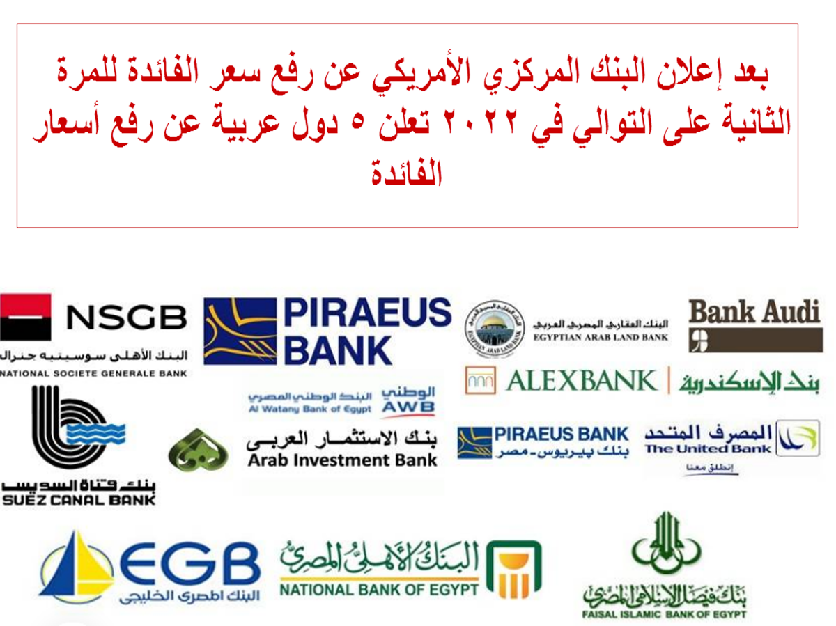 5 دول عربية تعلن رفع سعر الفائدة للمرة الثانية في 2022 بعد قرار الفيدرالي الأمريكي