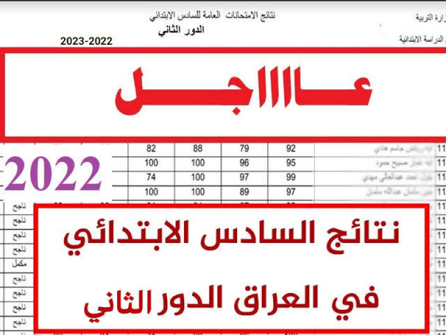 رابط نتائج السادس الابتدائي الدور الثاني 2022 بالعراق عبر موقع نتائجنا وخطوات استخراج النتيجة