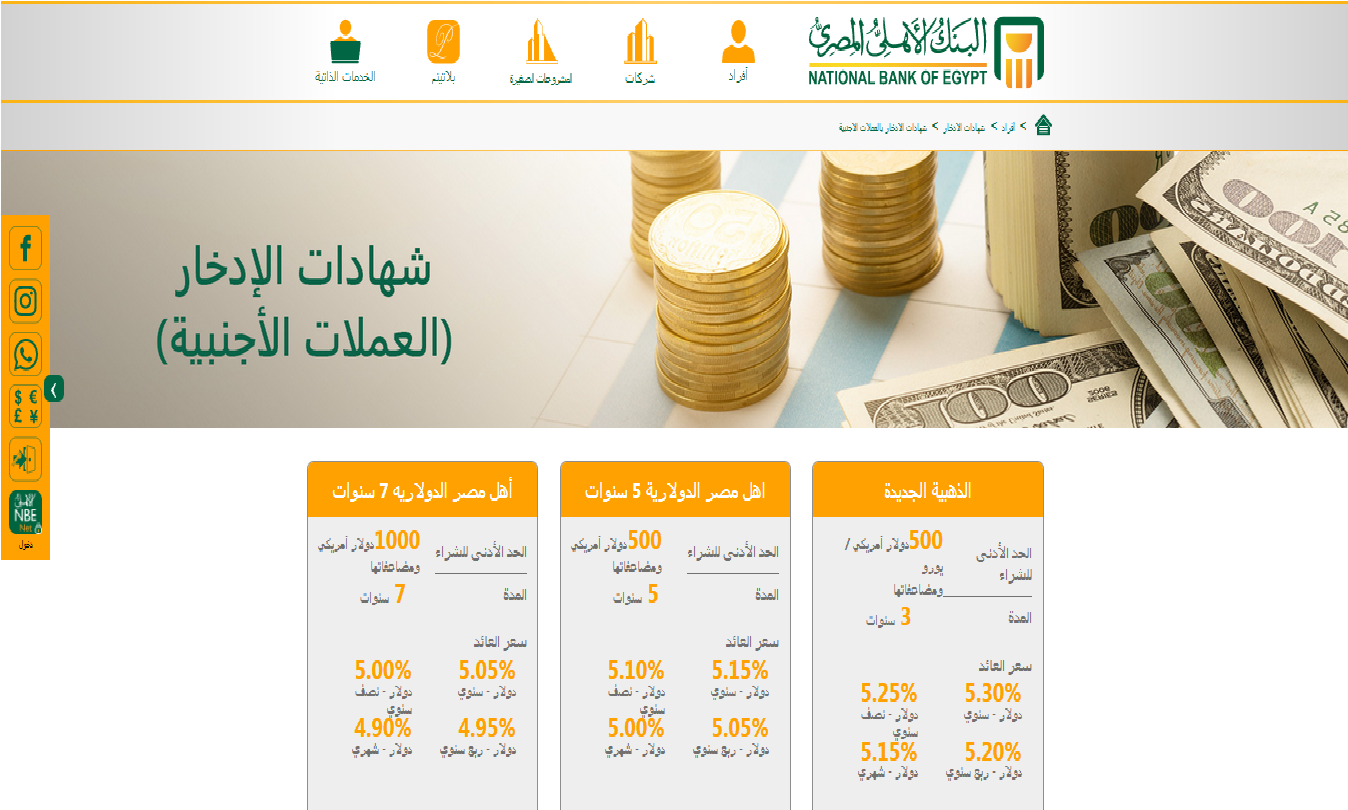 شهادات ادخار البنك الأهلي الدولارية احصل على فائدة تصل ل 5.30% وحافظ على مدخراتك