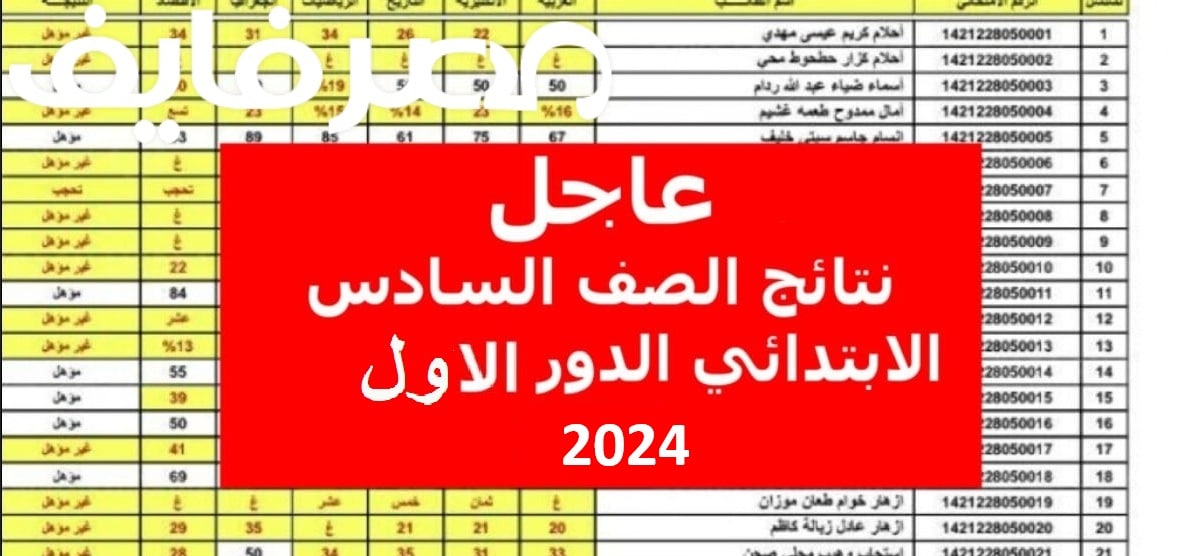 نتائج الصف السادس الابتدائي العراق الدور الأول 2024 جميع المحافظات