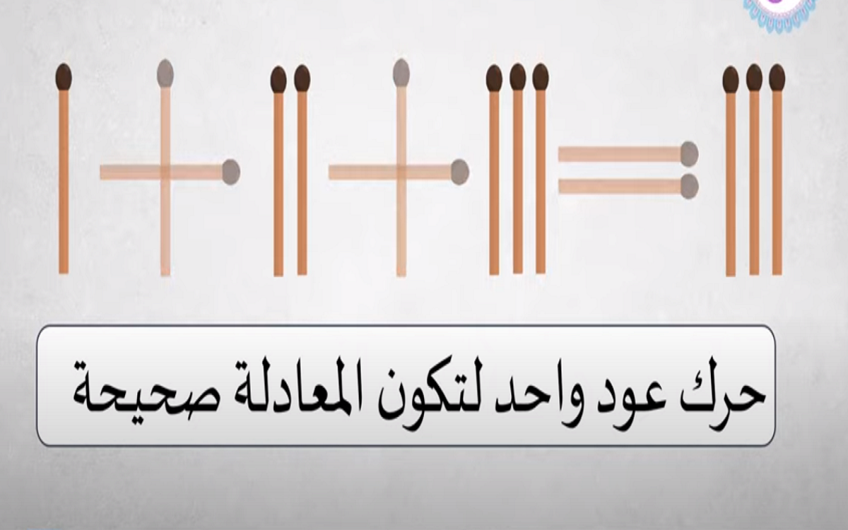 للأذكياء فقط.. حرك عود ثقاب واحد لتكون المعادلة صحيحة أمامك 15 ثانية فقط