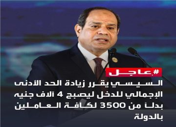 فرمان من السيسي زيادة الحد الأدنى للأجور للعاملين بالدولة وقطاع الأعمال وزيادات للمعاشات فورا